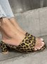Leopard Print Block Heel Mule Sandals