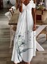 Casual Dandelion Short Sleeve V Neck Plus Size Printed Dress