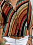 Multicolor Striped Long Sleeve Buttoned Plus Size Casual Shirts