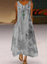 Sleeveless Basic Abstract Printed Weaving Dress