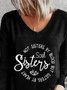 Soul Sisters Long Sleeve V Neck Casual T-Shirt