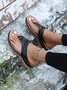 Hollow Breathable Retro Casual Wedge Flip-Flops