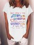 Women Grandma Letter Casual Loose Crew Neck T-Shirt