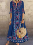 Half sleeve V Neck Ethnic Casual Dresses