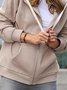 Casual Plain Autumn Zipper Hoodie Natural Daily Regular Hooded Other Coat for Women