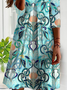 Abstract Printed Casual Three Quarter Sleeve Dresses