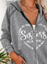 Text letters Loose Hoodie Casual Coat