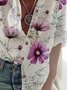 Casual Floral Loose Stand Collar Long Sleeve Blouse