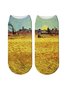 All Season Simple Pop Art Cotton Printing Breathable Commuting Ankle Socks Regular Socks for Women