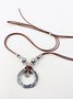 Vintage Ethnic All Season Metal Leather Commuting Leather Standard Chain Necklaces Necklace for Women