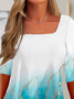 Jersey Square Neck Ombre T-Shirt