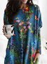 Casual Floral Pockets Long Sleeve Loose T-Shirt