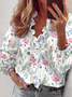Floral Casual Long sleeve V Neck Tops