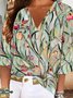 Casual Floral Three Quarter V Neck Printed Top