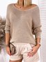 Casual Plain Long Sleeved Knitted Top