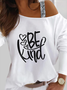 Text Letters One Shoulder Casual T-Shirt