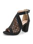 Cutout Chunky Heel Fish Mouth Sandals