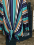 Multicolor Color-block Long Sleeve Crew Neck T-shirt