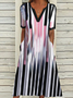 Casual V Neck Striped Dresses