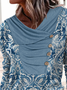 Plus size Printed Casual Asymmetrical Tops