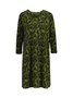 Casual Floral Autumn Natural Micro-Elasticity Loose Crew Neck H-Line Regular Size Dresses for Women