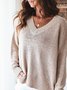 Plain Casual V Neck Sweater
