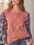 Floral Casual Long Sleeve Loose T-Shirt