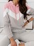 Women Casual Color Block Autumn Daily Loose Standard Long sleeve Regular H-Line Sweatshirts