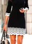 Geometric Casual Autumn Natural High Elasticity Daily Regular Fit Long sleeve A-Line Dresses for Women