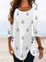 Casual Long Sleeve Crew Neck Printed Tops