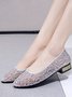 Hollow Mesh Lace Breathable Pointed Toe Chunky Heel Shoes
