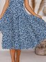 Women Casual Floral Summer Micro-Elasticity Jersey Midi Short sleeve A-Line Regular Dresses
