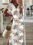 Casual Floral Autumn Natural Loose Jersey Best Sell Short sleeve Regular Size Dresses for Women