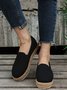 Black White Canvas Straw Platform Loafers