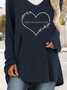 Casual Autumn Heart/Cordate Loose Jersey Standard Long sleeve Regular Regular Tops for Women