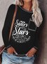Funny Sisters Long Sleeve Crew Neck Plus Size Casual T-Shirt