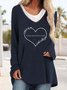 Casual Autumn Heart/Cordate Loose Jersey Standard Long sleeve Regular Regular Tops for Women