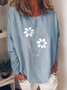 Casual Floral Autumn Loose Jersey Long sleeve Crew Neck H-Line Regular Size Sweatshirts for Women