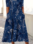 Casual Floral Autumn Polyester Micro-Elasticity Daily Loose Midi Best Sell Dresses for Women