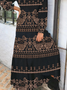 Women Vintage Ethnic Autumn Polyester Natural Long Best Sell Crew Neck A-Line Dresses