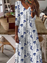 Women Casual Floral Autumn V neck Daily Loose Best Sell A-Line Regular Size Dresses