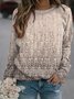 Women Casual Abstract Autumn Loose Jersey Best Sell Crew Neck H-Line Regular Size Sweatshirts