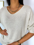 Casual Plain Autumn Loose Best Sell Three Quarter H-Line Regular Regular Size Sweater for Women