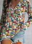 Women Geometric Casual Autumn Micro-Elasticity Jersey Best Sell Long sleeve Regular Regular Size T-shirt