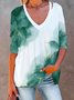 Women Casual Abstract Autumn Polyester Micro-Elasticity Daily Long sleeve Regular Regular T-shirt