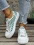 Casual All Season Plaid Flat Heel Round Toe Canvas Rubber Lace-Up Canvas Sneakers for Women