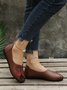 Vintage Color Block All Season Split Joint Daily PU Closed Toe Pu Slip On Flats for Women