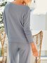 Casual Plain Autumn Long sleeve Crew Neck Top With Pants H-Line Regular Regular Size Two Piece Sets for Women