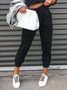 Women Casual Plain Autumn Micro-Elasticity Loose Mid Waist Long H-Line Regular Size Casual Pants