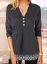 Casual Plain Autumn V neck Lightweight Daily Loose Mid-long H-Line T-shirt for Women